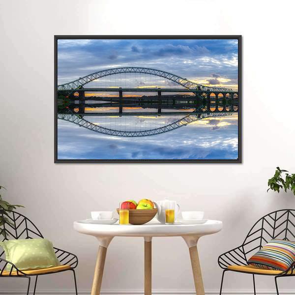 Major River Crossing Bridge Canvas Wall Art-3 Horizontal-Gallery Wrap-25" x 16"-Tiaracle