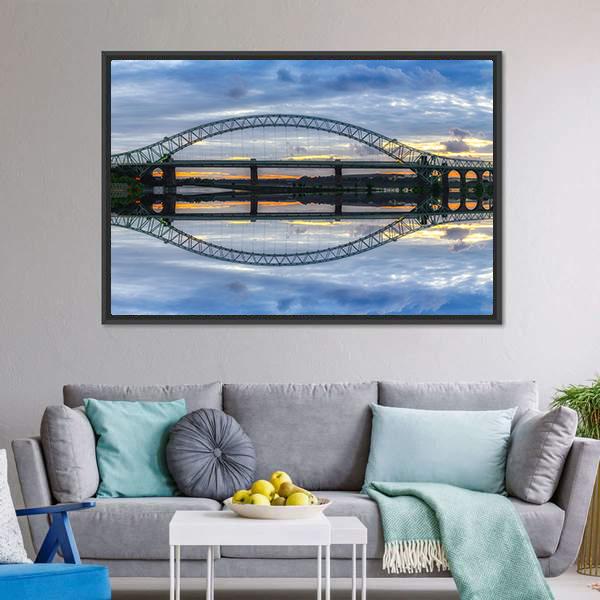 Major River Crossing Bridge Canvas Wall Art-3 Horizontal-Gallery Wrap-25" x 16"-Tiaracle