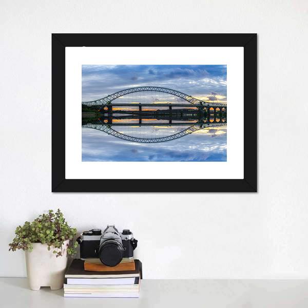 Major River Crossing Bridge Canvas Wall Art-1 Piece-Framed Print-20" x 16"-Tiaracle