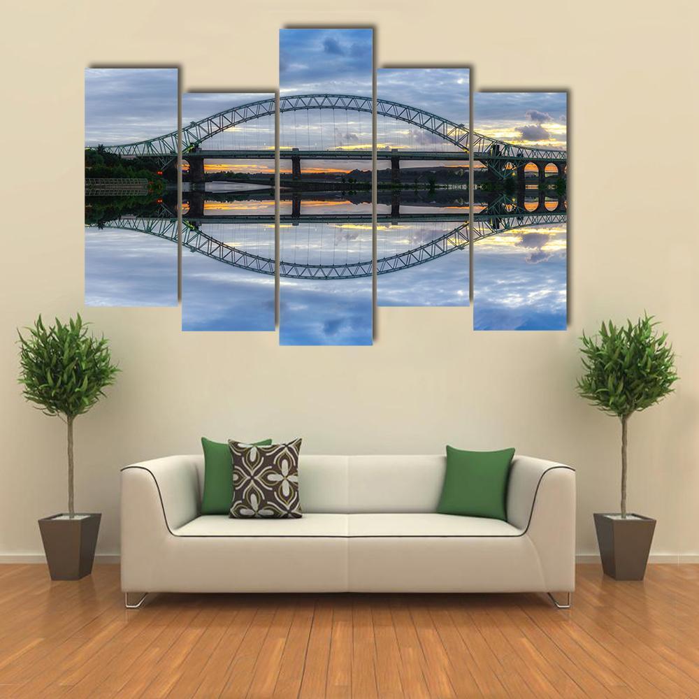 Major River Crossing Bridge Canvas Wall Art-5 Pop-Gallery Wrap-47" x 32"-Tiaracle