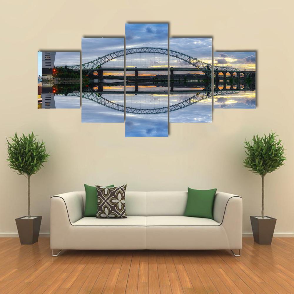 Major River Crossing Bridge Canvas Wall Art-5 Star-Gallery Wrap-62" x 32"-Tiaracle
