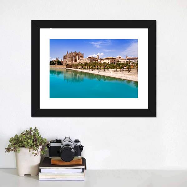 Majorca La Seu Cathedral Canvas Wall Art-1 Piece-Framed Print-20" x 16"-Tiaracle