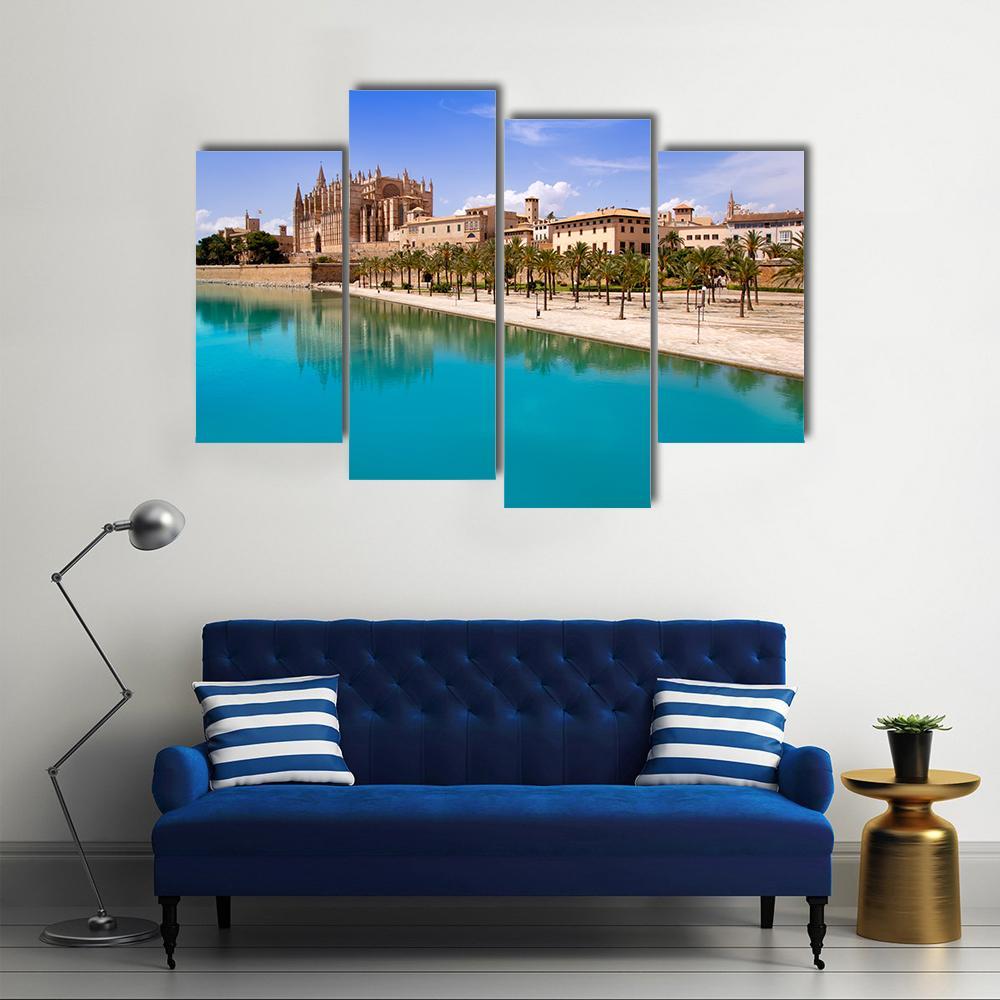 Majorca La Seu Cathedral Canvas Wall Art-4 Pop-Gallery Wrap-50" x 32"-Tiaracle