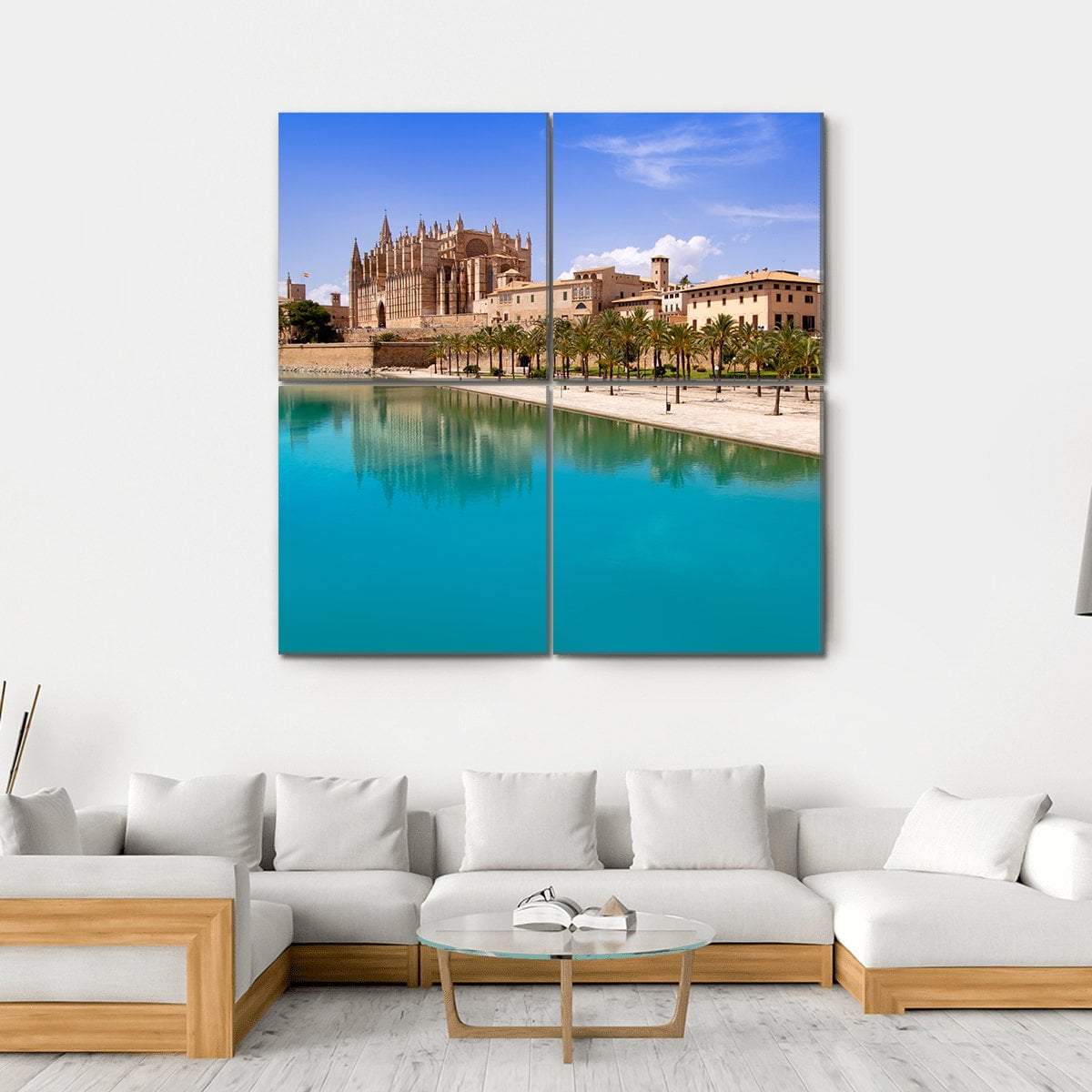 Majorca La Seu Cathedral Canvas Wall Art-4 Square-Gallery Wrap-17" x 17"-Tiaracle