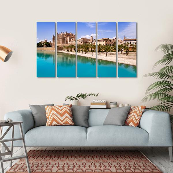 Majorca La Seu Cathedral Canvas Wall Art-5 Horizontal-Gallery Wrap-22" x 12"-Tiaracle