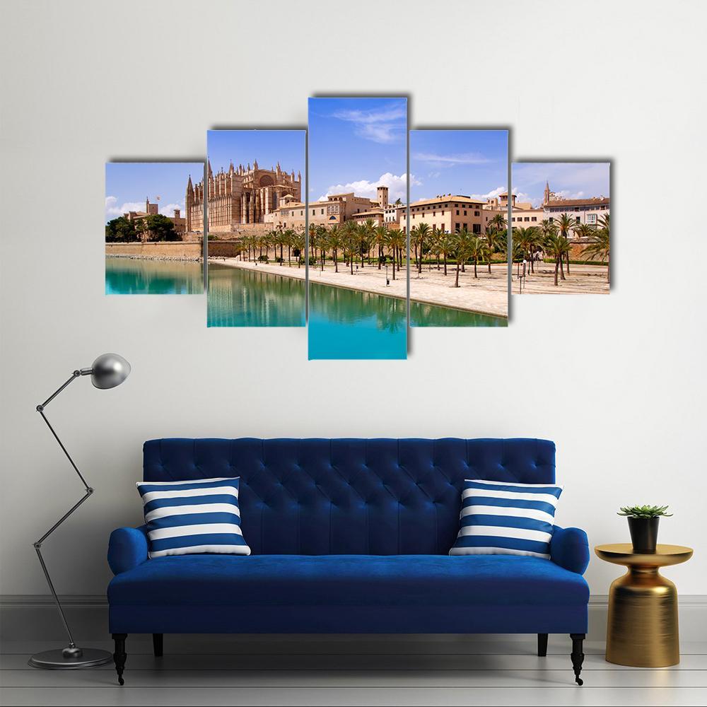Majorca La Seu Cathedral Canvas Wall Art-5 Star-Gallery Wrap-62" x 32"-Tiaracle