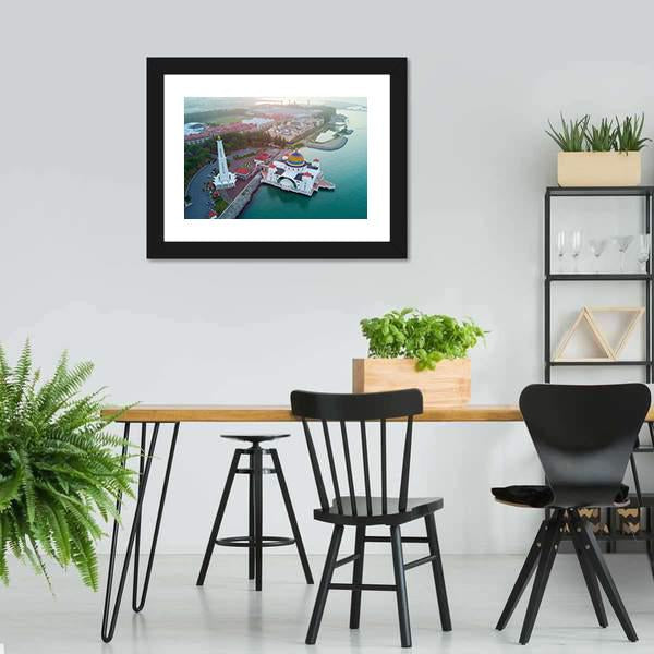 Malacca Straits Mosque Canvas Wall Art-3 Horizontal-Gallery Wrap-25" x 16"-Tiaracle
