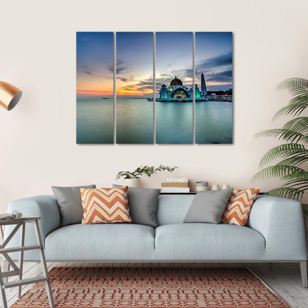 Malacca Straits Mosque Malaysia Canvas Wall Art-4 Horizontal-Gallery Wrap-34" x 24"-Tiaracle