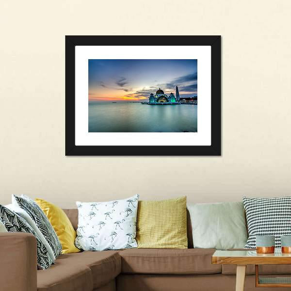 Malacca Straits Mosque Malaysia Canvas Wall Art-3 Horizontal-Gallery Wrap-25" x 16"-Tiaracle