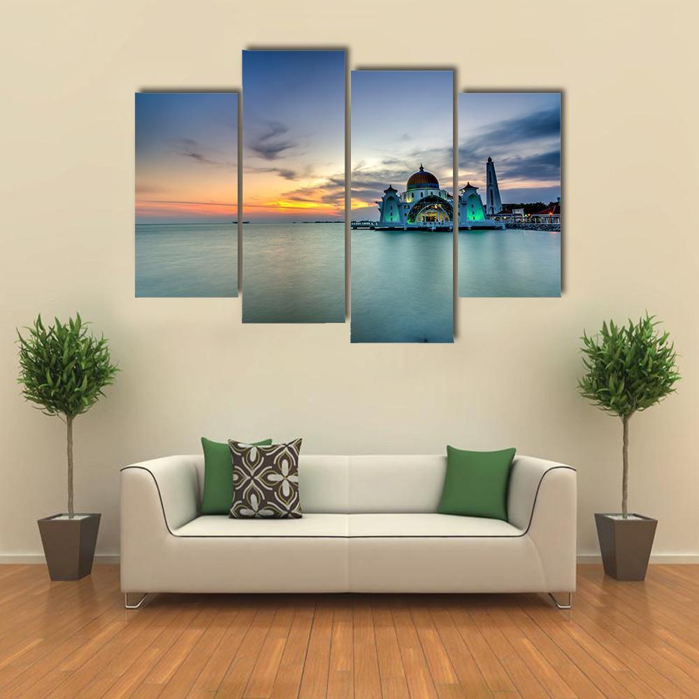 Malacca Straits Mosque Malaysia Canvas Wall Art-4 Pop-Gallery Wrap-50" x 32"-Tiaracle