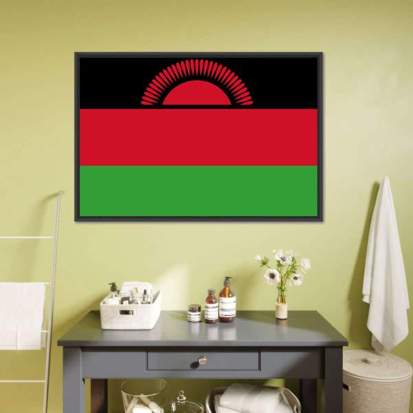 Malawi Flag Canvas Wall Art-1 Piece-Floating Frame-24" x 16"-Tiaracle