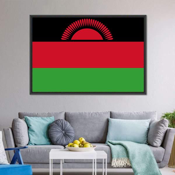 Malawi Flag Canvas Wall Art-3 Horizontal-Gallery Wrap-25" x 16"-Tiaracle