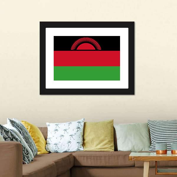 Malawi Flag Canvas Wall Art-3 Horizontal-Gallery Wrap-25" x 16"-Tiaracle