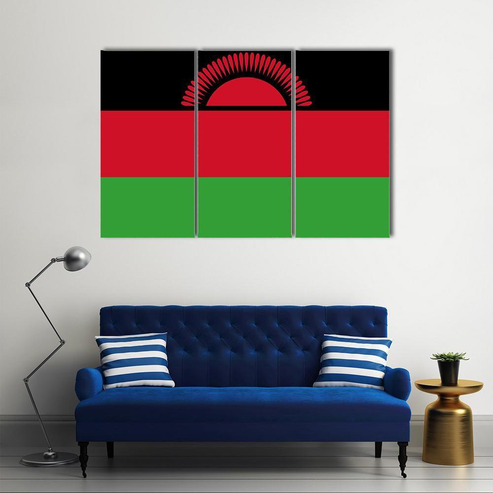 Malawi Flag Canvas Wall Art-3 Horizontal-Gallery Wrap-37" x 24"-Tiaracle