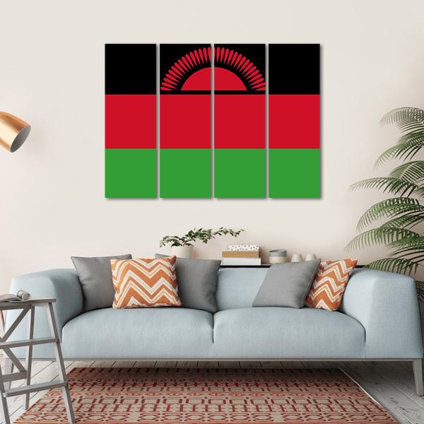 Malawi Flag Canvas Wall Art-4 Horizontal-Gallery Wrap-34" x 24"-Tiaracle