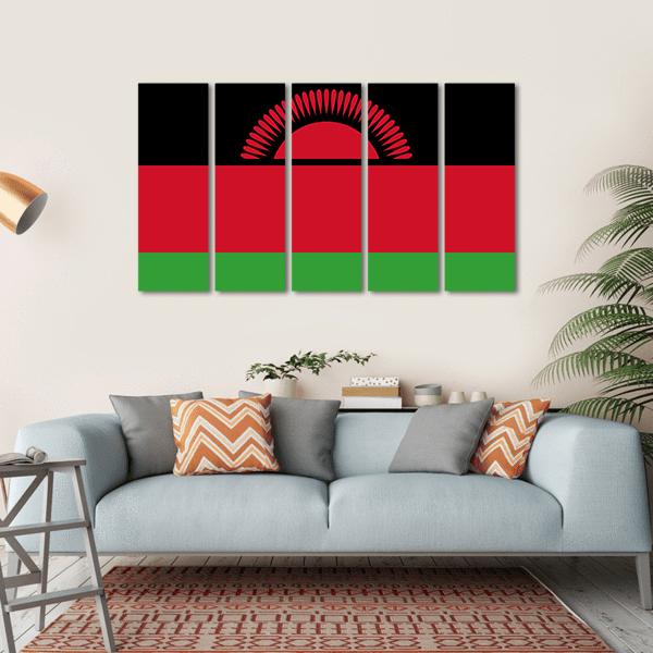 Malawi Flag Canvas Wall Art-5 Horizontal-Gallery Wrap-22" x 12"-Tiaracle