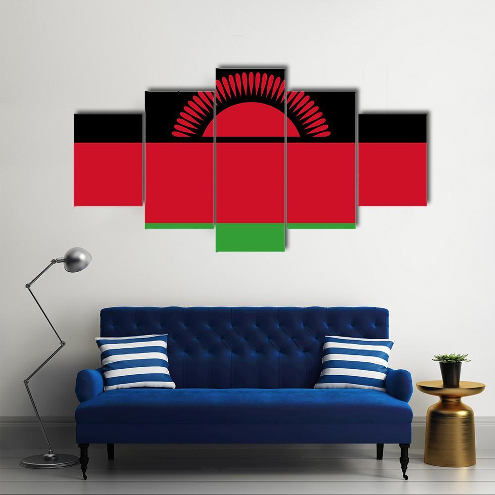 Malawi Flag Canvas Wall Art-5 Star-Gallery Wrap-62" x 32"-Tiaracle