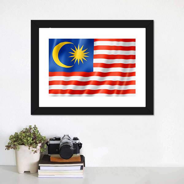 Malaysia Flag Canvas Wall Art-1 Piece-Framed Print-20" x 16"-Tiaracle