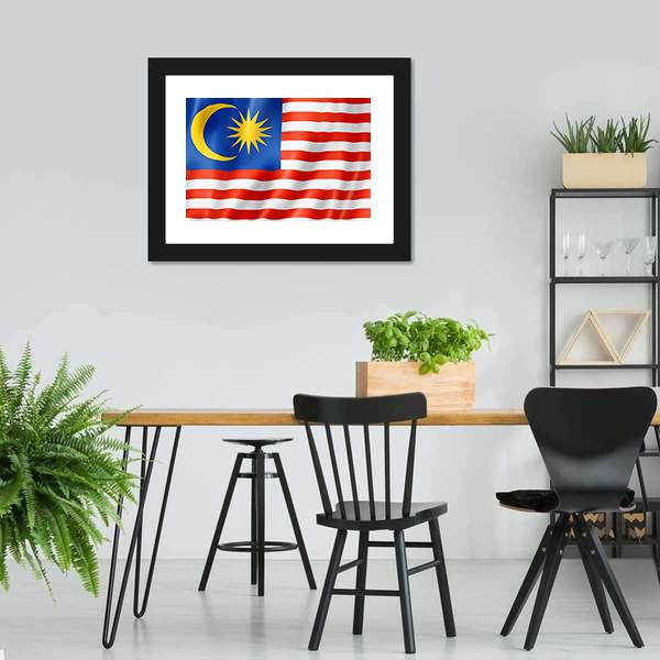 Malaysia Flag Canvas Wall Art-3 Horizontal-Gallery Wrap-25" x 16"-Tiaracle