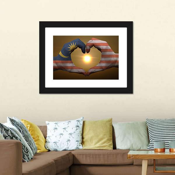 Malaysia Flag On Hands Canvas Wall Art-5 Horizontal-Gallery Wrap-22" x 12"-Tiaracle