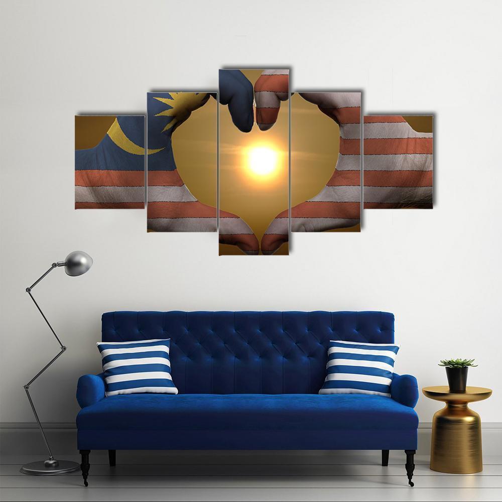 Malaysia Flag On Hands Canvas Wall Art-3 Horizontal-Gallery Wrap-37" x 24"-Tiaracle