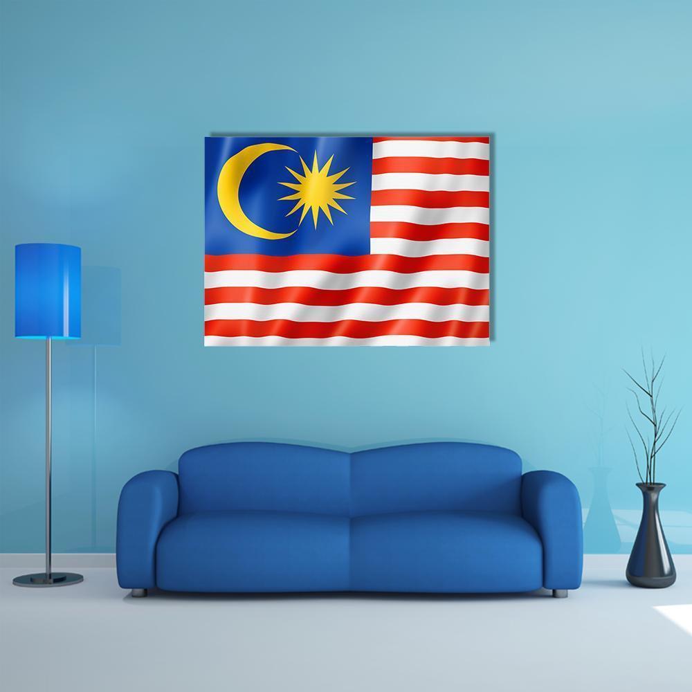 Malaysia Flag Canvas Wall Art-3 Horizontal-Gallery Wrap-37" x 24"-Tiaracle