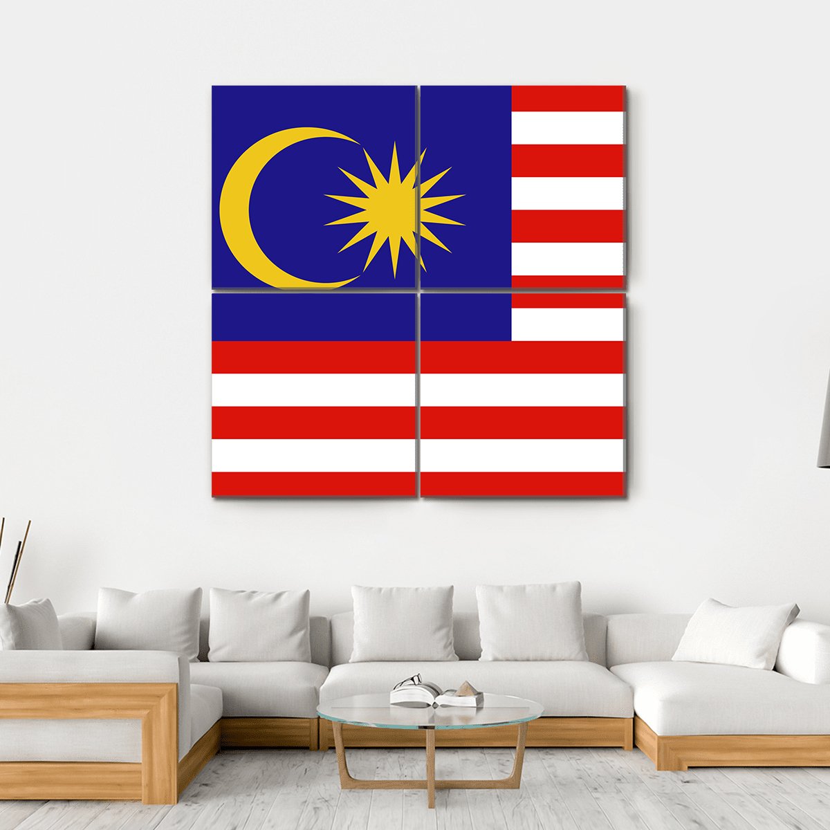 Flag Of Malaysia Canvas Wall Art-4 Square-Gallery Wrap-17" x 17"-Tiaracle