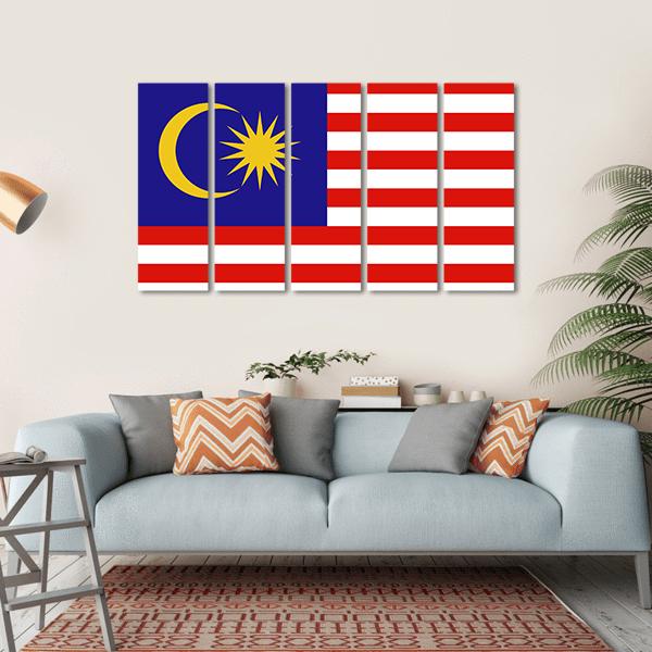 Flag Of Malaysia Canvas Wall Art-5 Horizontal-Gallery Wrap-22" x 12"-Tiaracle