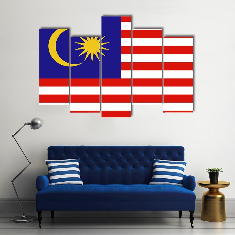 Flag Of Malaysia Canvas Wall Art-5 Pop-Gallery Wrap-47" x 32"-Tiaracle