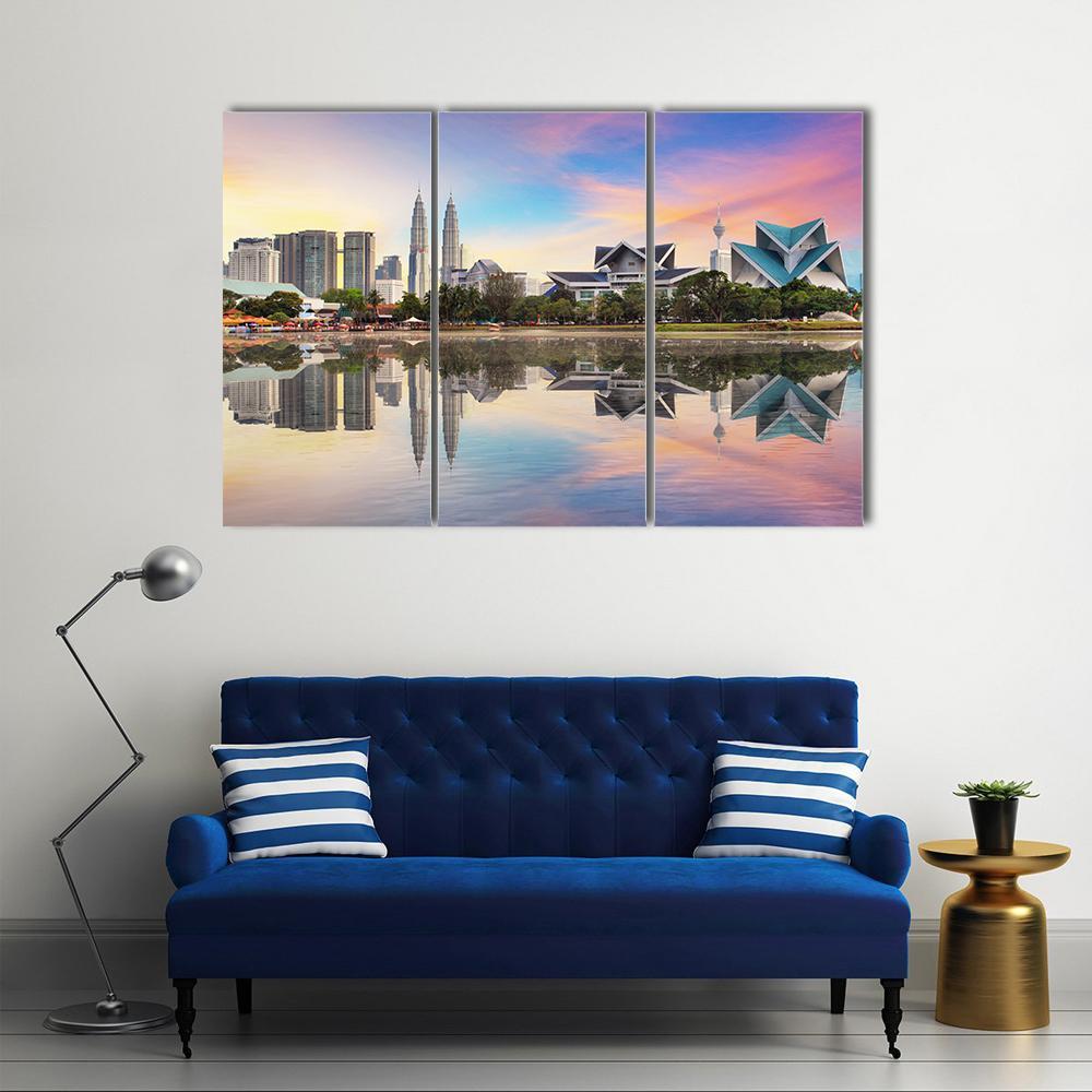 Malaysia Skyline Canvas Wall Art-3 Horizontal-Gallery Wrap-37" x 24"-Tiaracle