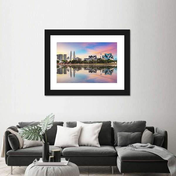 Malaysia Skyline Canvas Wall Art-1 Piece-Framed Print-20" x 16"-Tiaracle