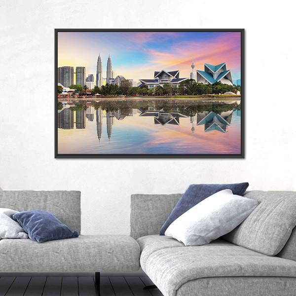 Malaysia Skyline Canvas Wall Art-1 Piece-Floating Frame-24" x 16"-Tiaracle