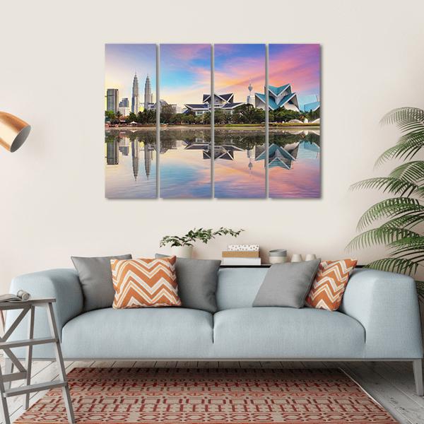 Malaysia Skyline Canvas Wall Art-4 Horizontal-Gallery Wrap-34" x 24"-Tiaracle