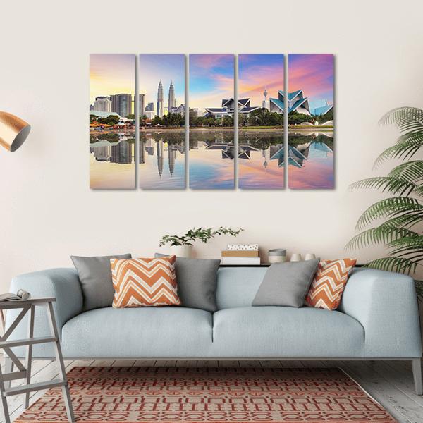 Malaysia Skyline Canvas Wall Art-5 Horizontal-Gallery Wrap-22" x 12"-Tiaracle