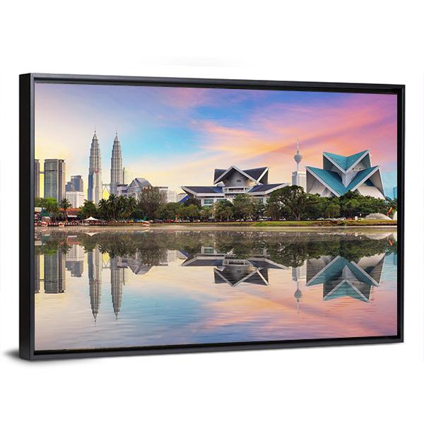 Malaysia Skyline Canvas Wall Art-3 Horizontal-Gallery Wrap-25" x 16"-Tiaracle