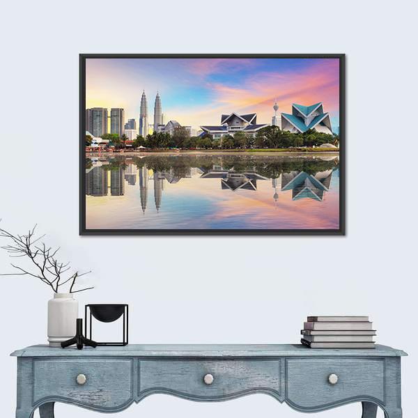 Malaysia Skyline Canvas Wall Art-3 Horizontal-Gallery Wrap-25" x 16"-Tiaracle