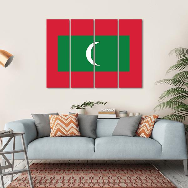 Maldives Flag Canvas Wall Art-4 Horizontal-Gallery Wrap-34" x 24"-Tiaracle