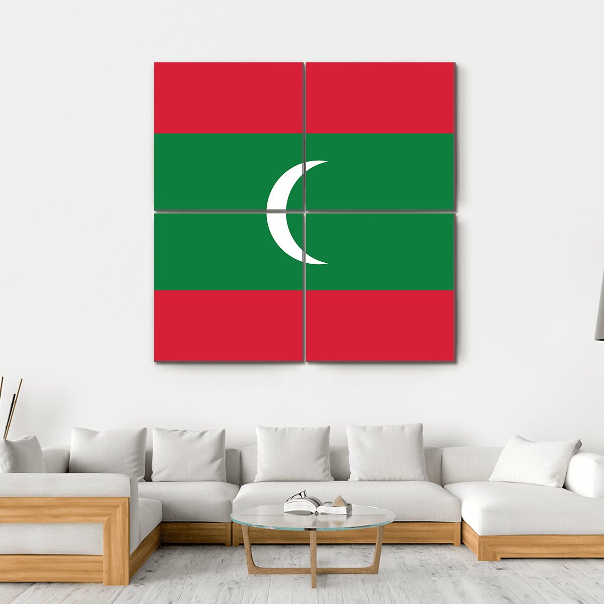 Maldives Flag Canvas Wall Art-4 Square-Gallery Wrap-17" x 17"-Tiaracle
