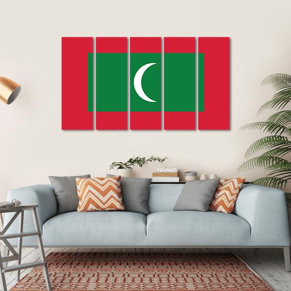 Maldives Flag Canvas Wall Art-5 Horizontal-Gallery Wrap-22" x 12"-Tiaracle