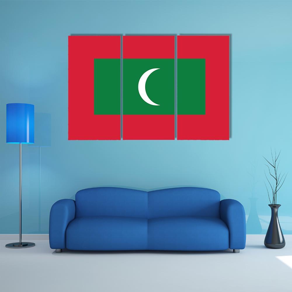 Maldives Flag Canvas Wall Art-3 Horizontal-Gallery Wrap-37" x 24"-Tiaracle