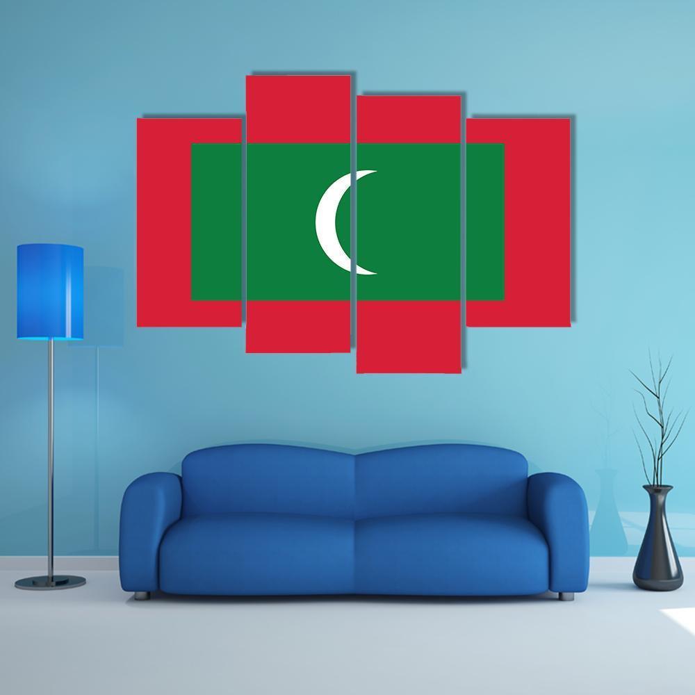 Maldives Flag Canvas Wall Art-4 Pop-Gallery Wrap-50" x 32"-Tiaracle