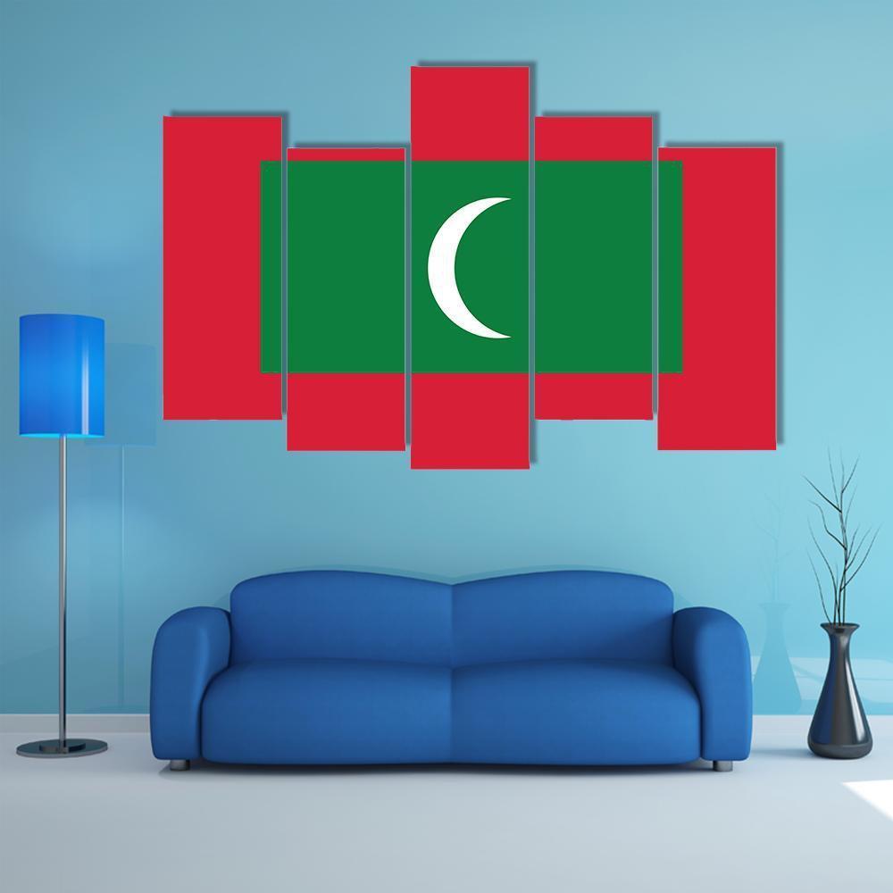 Maldives Flag Canvas Wall Art-3 Horizontal-Gallery Wrap-37" x 24"-Tiaracle