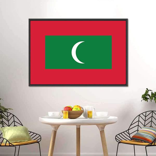 Maldives Flag Canvas Wall Art-3 Horizontal-Gallery Wrap-25" x 16"-Tiaracle