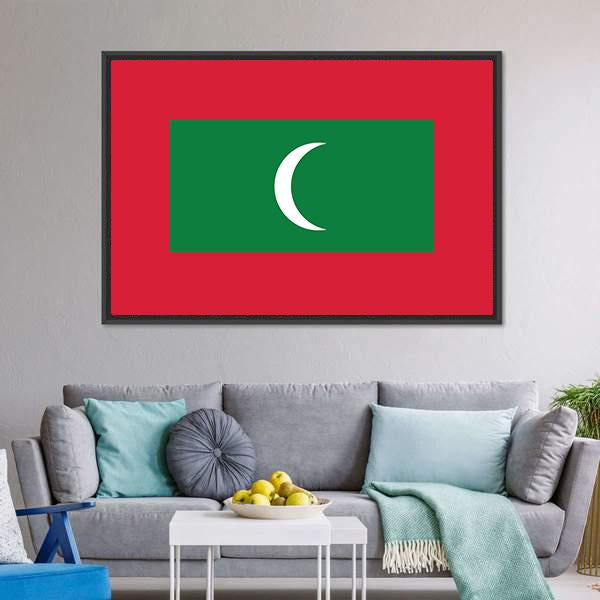 Maldives Flag Canvas Wall Art-3 Horizontal-Gallery Wrap-25" x 16"-Tiaracle