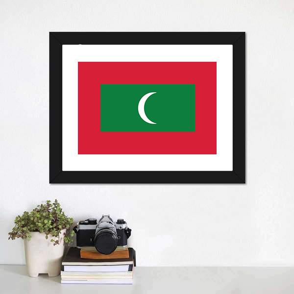 Maldives Flag Canvas Wall Art-1 Piece-Framed Print-20" x 16"-Tiaracle