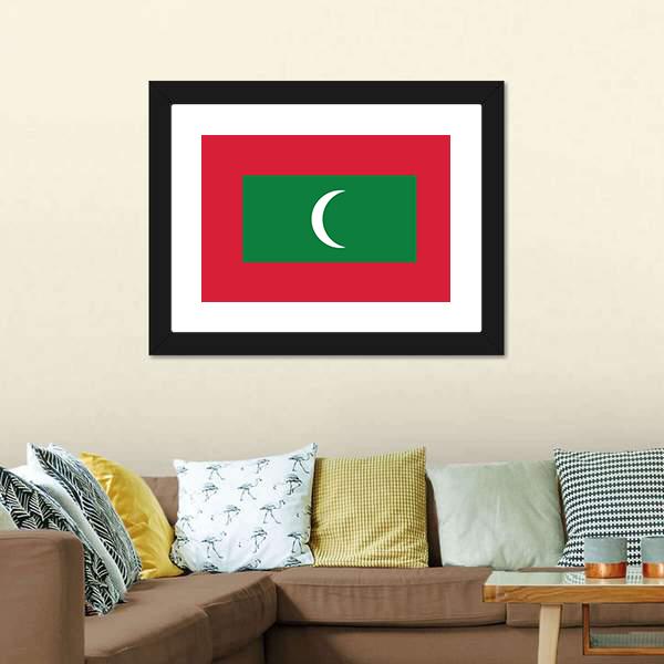 Maldives Flag Canvas Wall Art-3 Horizontal-Gallery Wrap-25" x 16"-Tiaracle