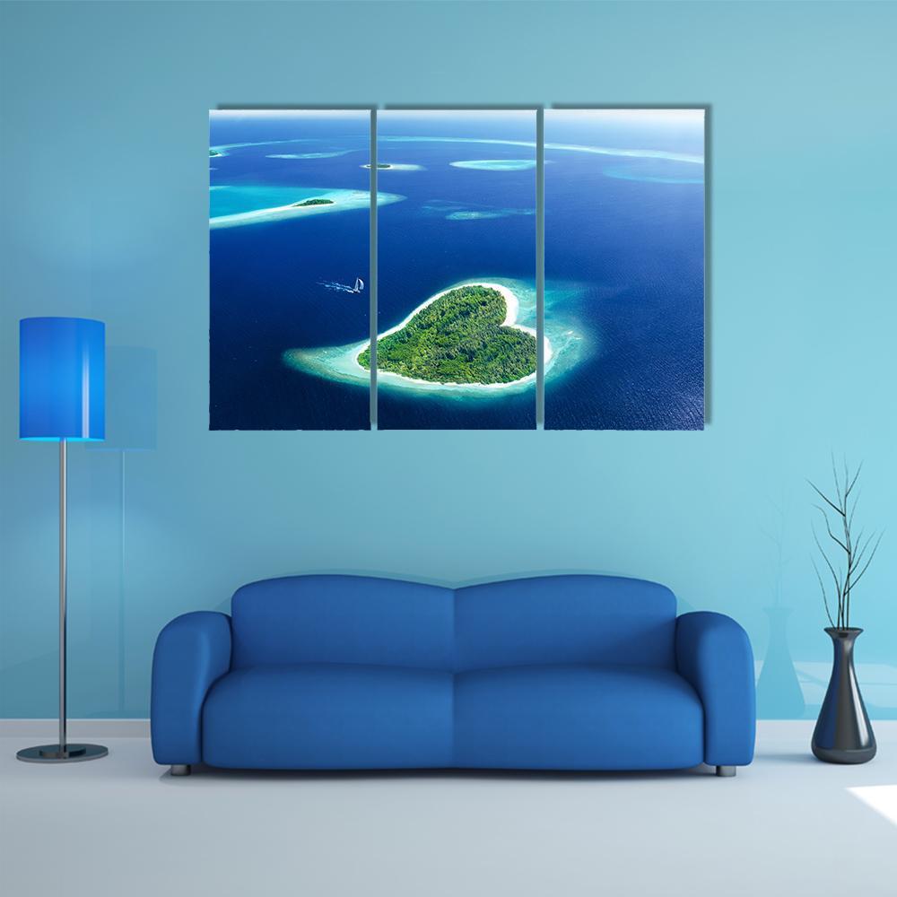 Heart Shaped Island Canvas Wall Art-5 Pop-Gallery Wrap-47" x 32"-Tiaracle