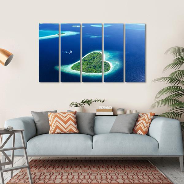 Heart Shaped Island Canvas Wall Art-5 Horizontal-Gallery Wrap-22" x 12"-Tiaracle