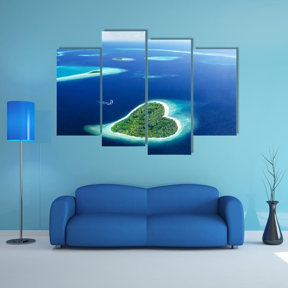 Heart Shaped Island Canvas Wall Art-5 Pop-Gallery Wrap-47" x 32"-Tiaracle