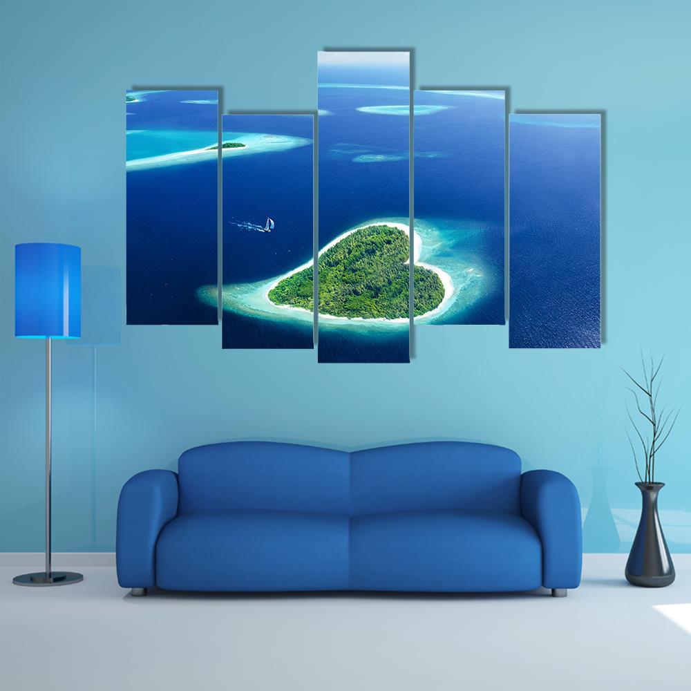 Heart Shaped Island Canvas Wall Art-3 Horizontal-Gallery Wrap-25" x 16"-Tiaracle